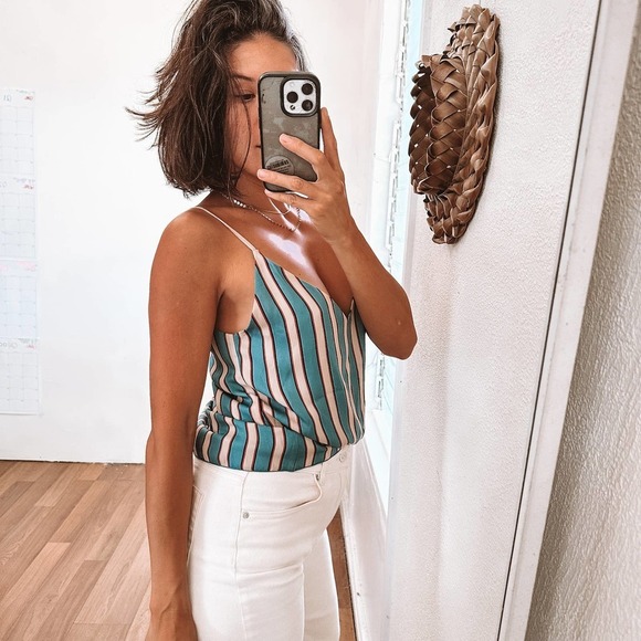Le Superbe by Revolve Club Camisole Stripe Tank Teal & Pink - Picture 3 of 12